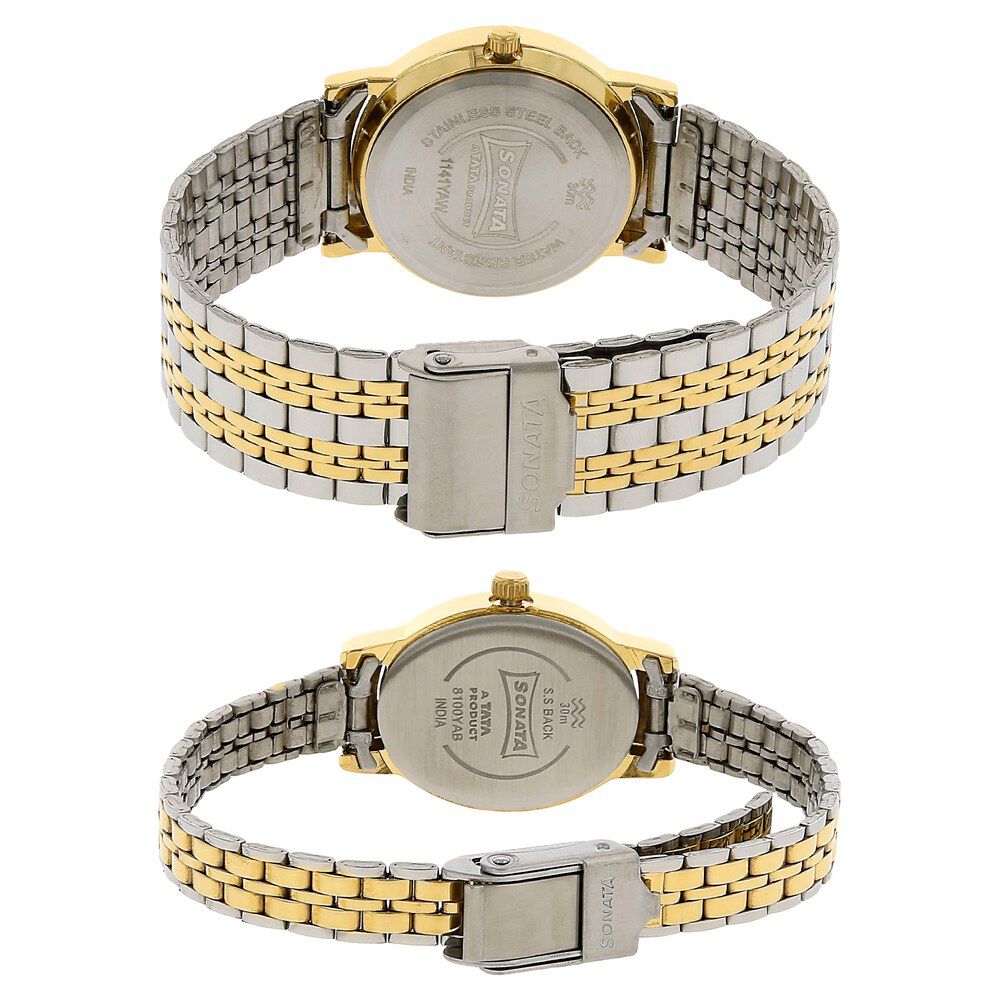Buy Online Sonata Quartz Analog White Dial Stainless Steel Strap