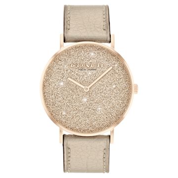 Golden Dial Leather Strap Watch for Women