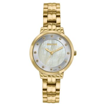 Sonata Jashn Quartz Analog Mother of Pearl Dial Golden Metal Strap Watch For Women