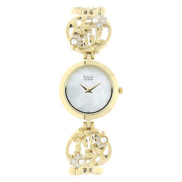 Titan Raga Aurora Off White Dial Analog Metal Strap Watch for Women - image number 0