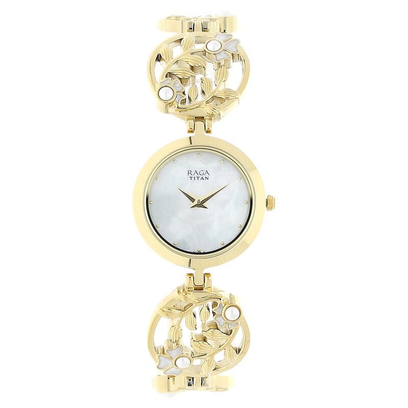 Titan Raga Aurora Off White Dial Analog Metal Strap Watch for Women