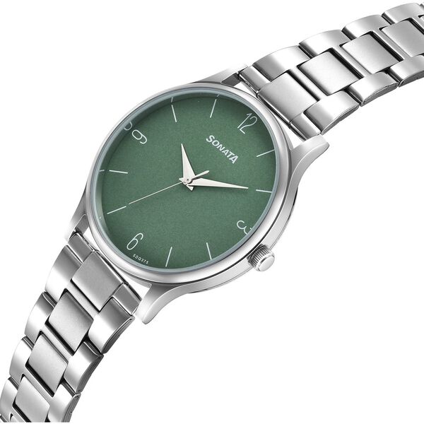 Sonata Aspire Quartz Analog Green Dial Stainless Steel Strap Watch for Men - image number 1