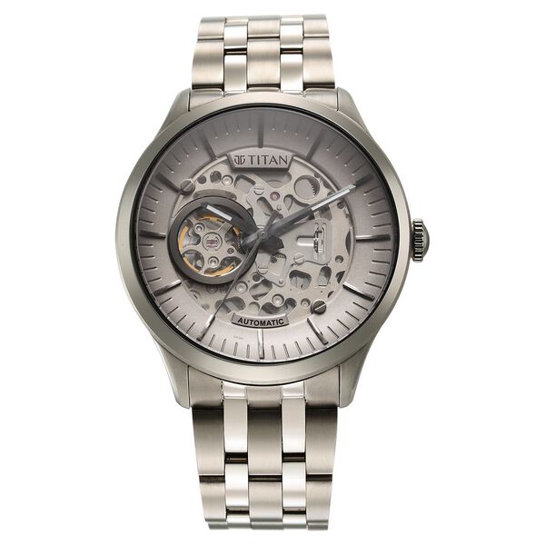 Titan Metal Mechanicals Silver Dial Silver Stainless Steel Strap Watch for Men - image number 2