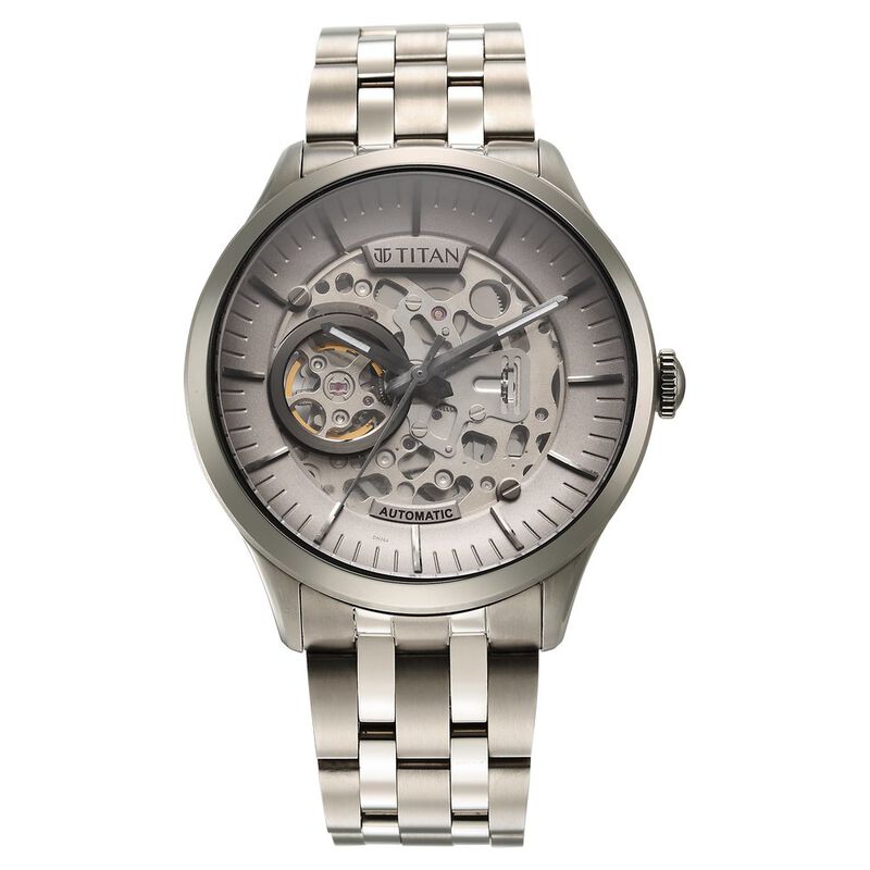 Buy Online Titan Metal Mechanicals Anthracite Dial Analog Titanium Strap watch for Men