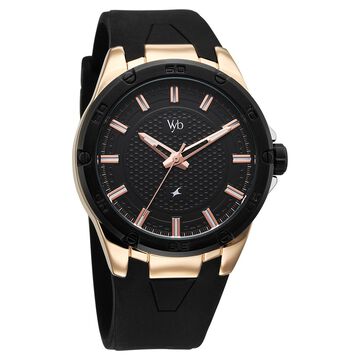 Vyb Challenger By Fastrack Quartz Analog Black Dial Silicone Strap Watch For Guys