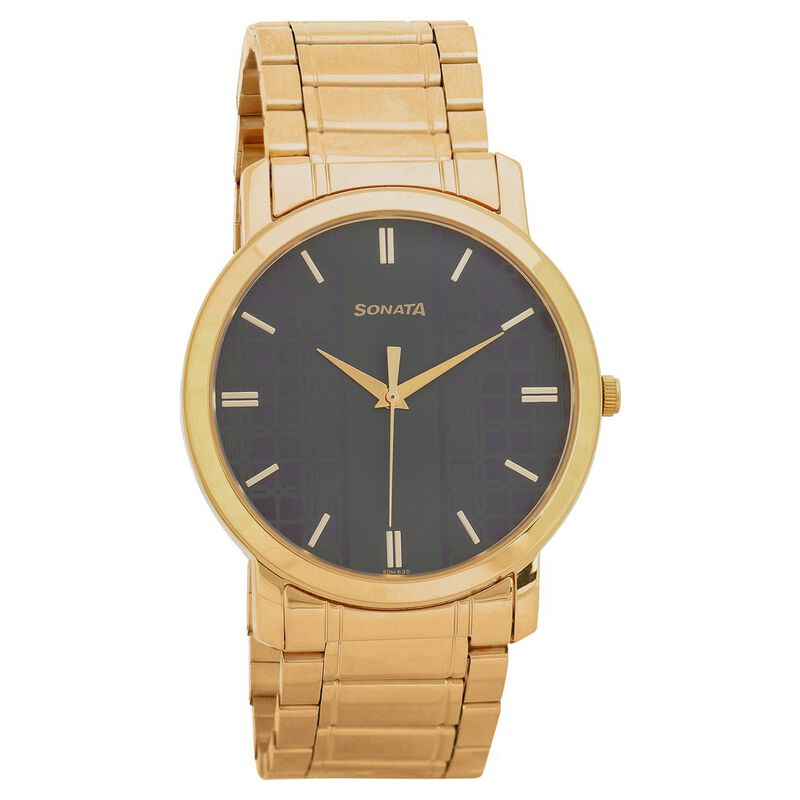Sonata Quartz Analog Green Dial Stainless Steel Strap Watch for Men