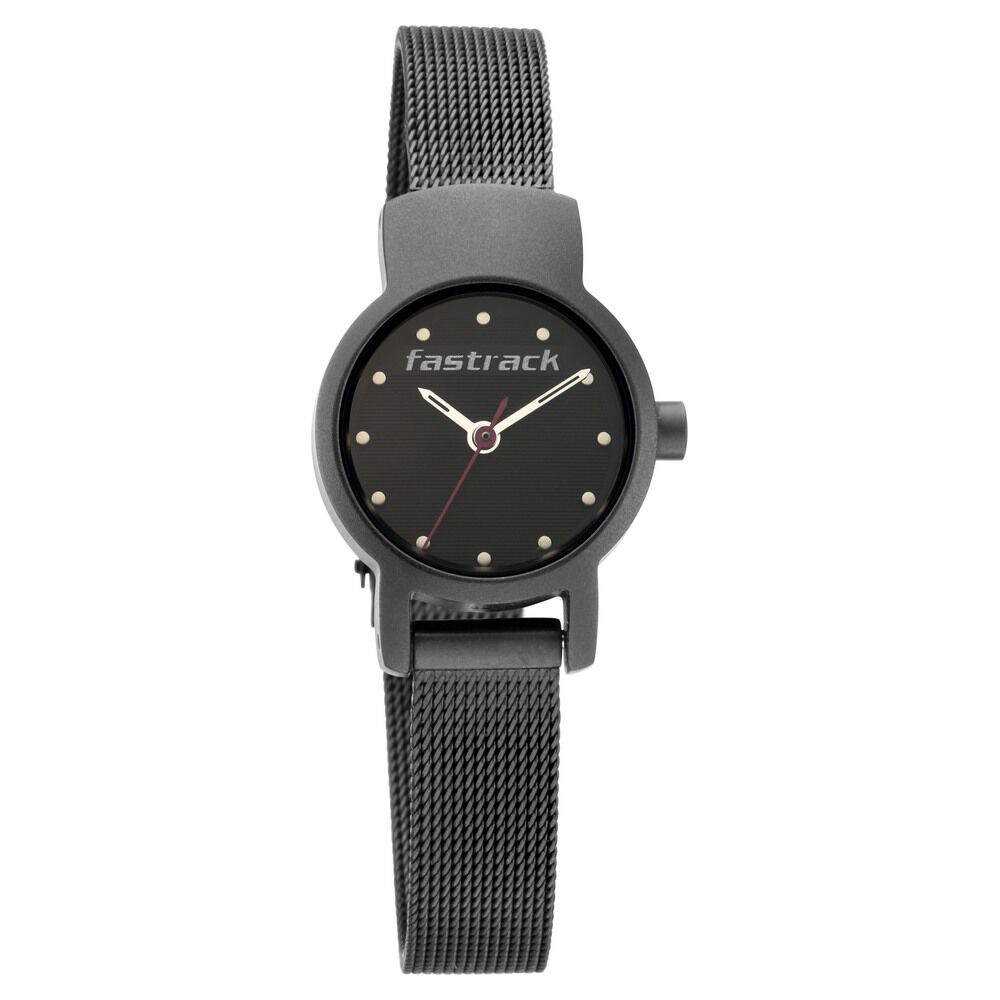 Buy Online Fastrack Hitlist Quartz Analog with Date Black Dial Stainless Steel Strap Watch for Girls nr2298nm01 Titan