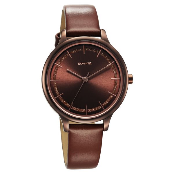Sonata Blush Quartz Analog Brown dial Leather Strap Watch for Women - image number 0
