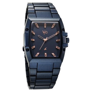 Vyb Pioneer By Fastrack Quartz Analog Blue Dial Metal Strap Watch For Guys