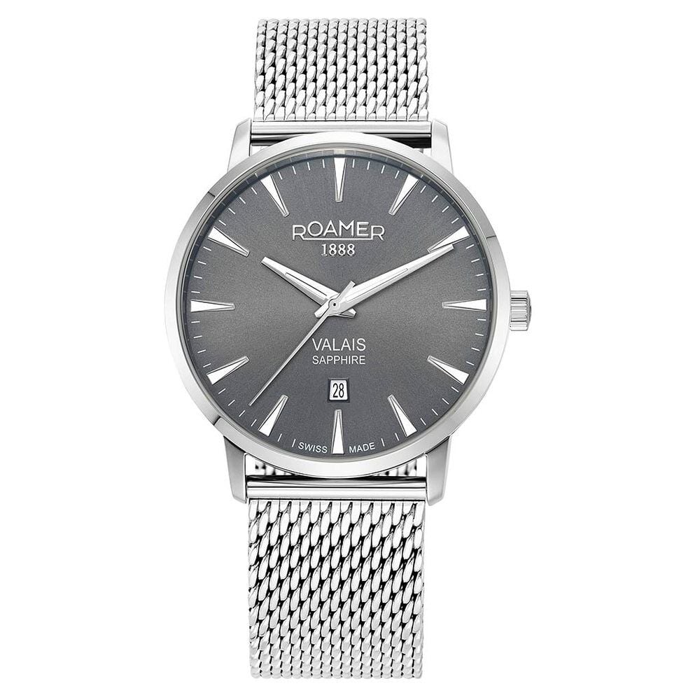 Roamer Valais Gents Interchangable Box Set Quartz Analog with Date Grey Dial Grey Leather Strap Watch For Men-picture-28