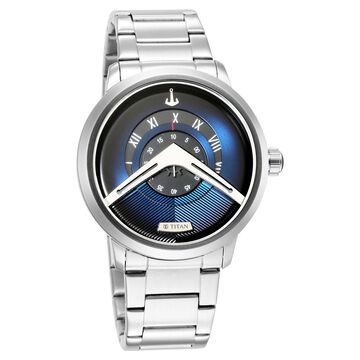 Titan Maritime Quartz Analog Blue Dial Stainless Steel Strap Watch for Men