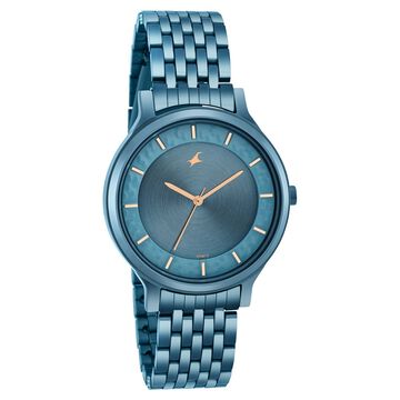 Fastrack Crush Quartz Analog Blue Dial Stainless Steel Strap Watch for Girls