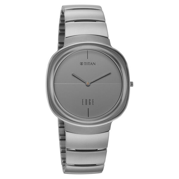 Edge Squircle Titanium Grade 5 Quartz Analog Matte Grey Dial Titanium Strap Watch For Men - image number 1