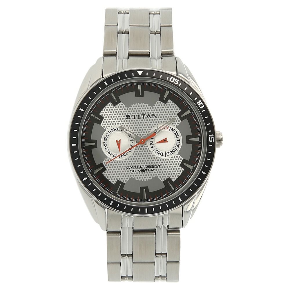 Buy Online Titan Purple Silver Dial Analog with Day and Date