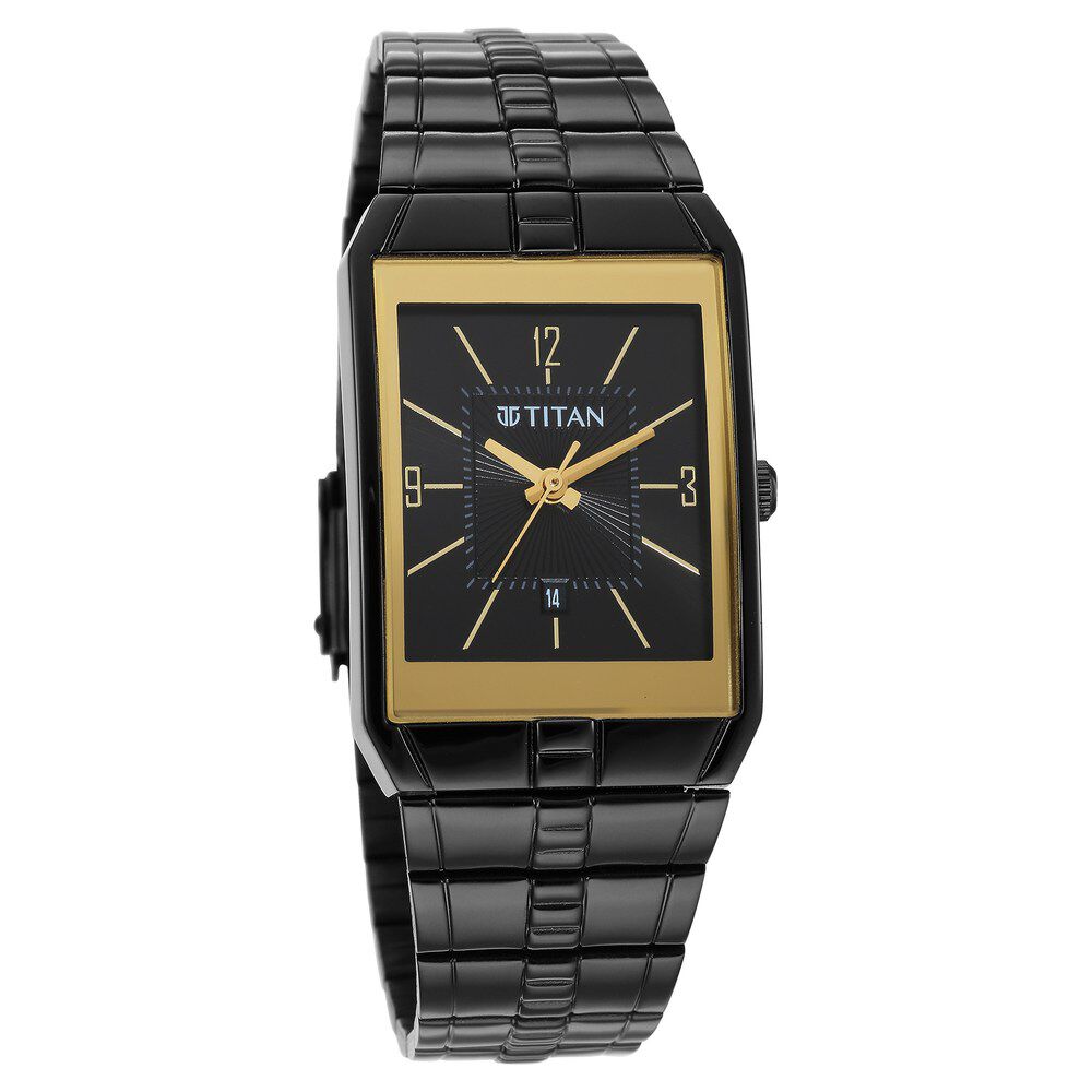 Buy Online Titan Quartz Analog Black Dial Stainless Steel Strap Watch for Men ns9151nm01 Titan