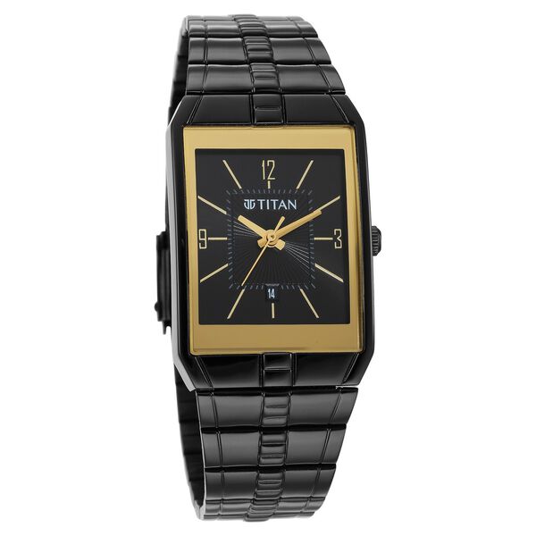 Titan Quartz Analog Black Dial Stainless Steel Strap Watch for Men - image number 0