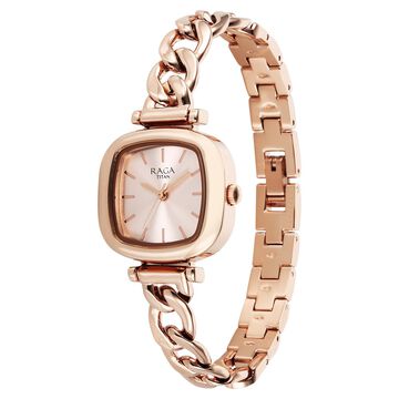 Titan Raga Showstopper Quartz Analog Rose Gold Dial Metal Strap Watch For Women