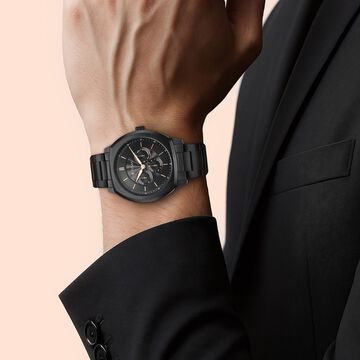 Titan Regalia Arc Analog with Day Date Second Subdial and Black Dial Black Stainless Steel Strap Watch for Men