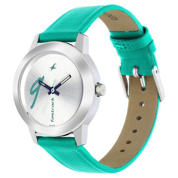 Fastrack Tropical Waters Quartz Analog White Dial Leather Strap Watch for Girls