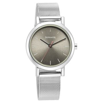Sonata Ladies Essentials Grey Dial Stainless Steel Strap Watch for Women