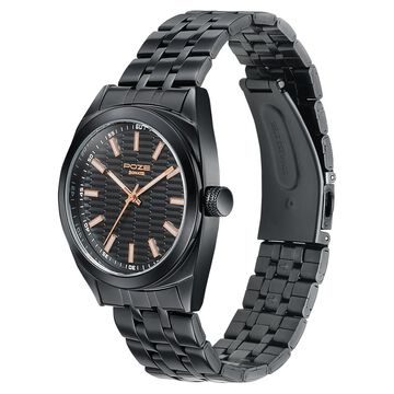 Poze Poze Quartz Analog Black Dial Black Metal Strap Watch For Men