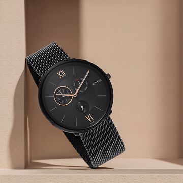 Titan Men's Slimline Multifunction Watch with Elegant Weave Strap