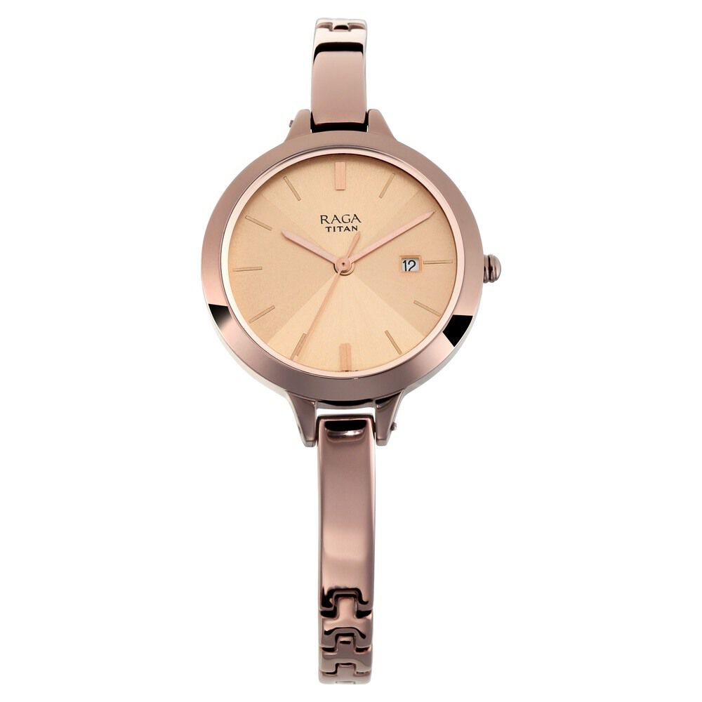 Buy Online Titan Quartz Analog with Date Rose Gold Dial Metal