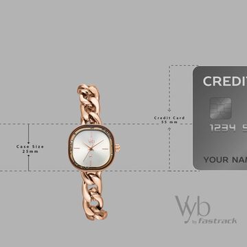 Vyb Starlet By Fastrack Quartz Analog Silver Dial Rose Gold Metal Strap Watch For Girls