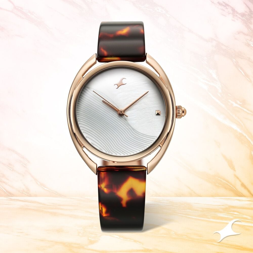 Fastrack Younique Quartz Analog Mother Of Pearl Dial Acetate And Metal Strap Watch For Girls-image-45