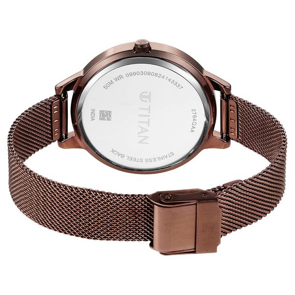 Titan Razzle Dazzle Quartz Analog Brown Dial Stainless Steel Mesh Strap Watch For Women - image number 4