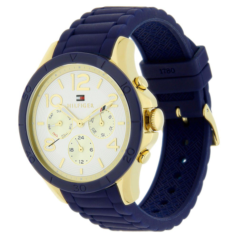 Buy Online Tommy Hilfiger Quartz Analog with Day and Date Silver Dial Rubber Strap Watch for Women ncth1781523 Titan