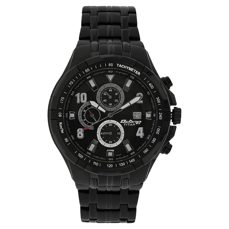 Titan Quartz Chronograph Black Dial Stainless Steel Strap Watch for Men