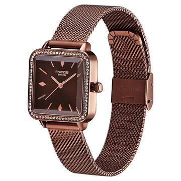 Poze by Sonata Quartz Analog Brown Dial Stainless Steel Strap Watch for Women