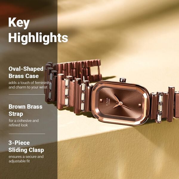 Raga Women's Love all: Elegant Oval Brown Dial & Metal Strap Watch - image number 2