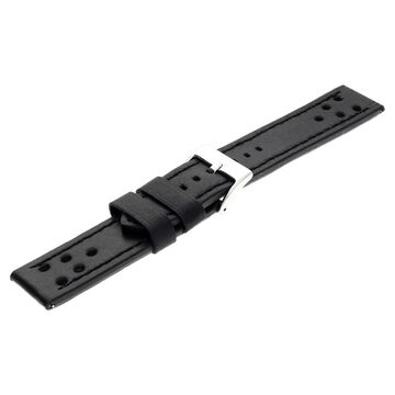 22 mm Black Genuine Leather Straps for Men