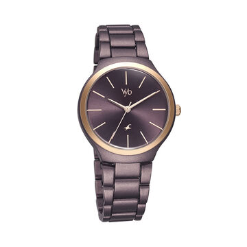 Fastrack Vyb Slayer Quartz Analog Maroon Dial Metal Strap Watch for Girls