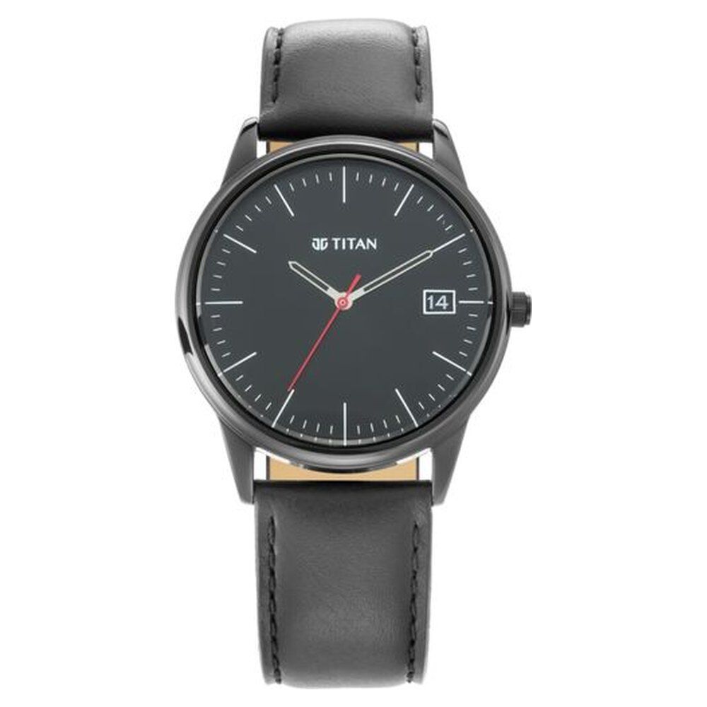 Buy Online Titan Neo Black Dial Analog with Date Leather Strap