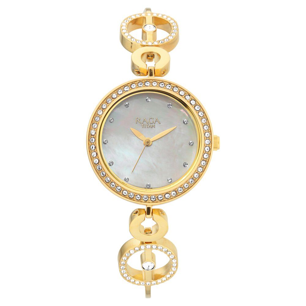 Raga mother of pearl dial metal strap watch cheap