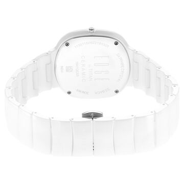 Titan Edge Squircle Quartz in Arctic White with Glossy Ceramic Unisex Watch