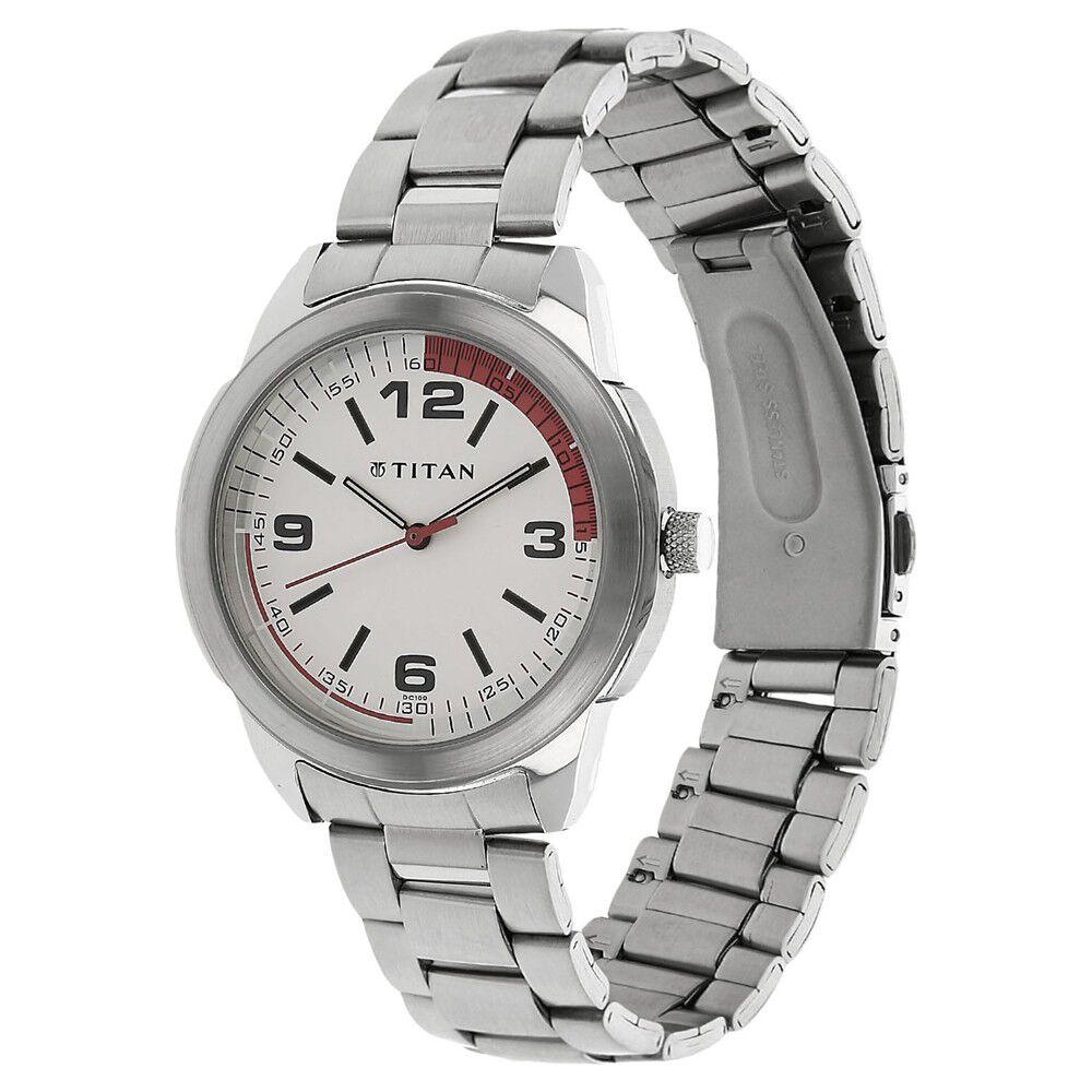 Buy Online Titan Quartz Analog Silver Dial Stainless Steel Strap