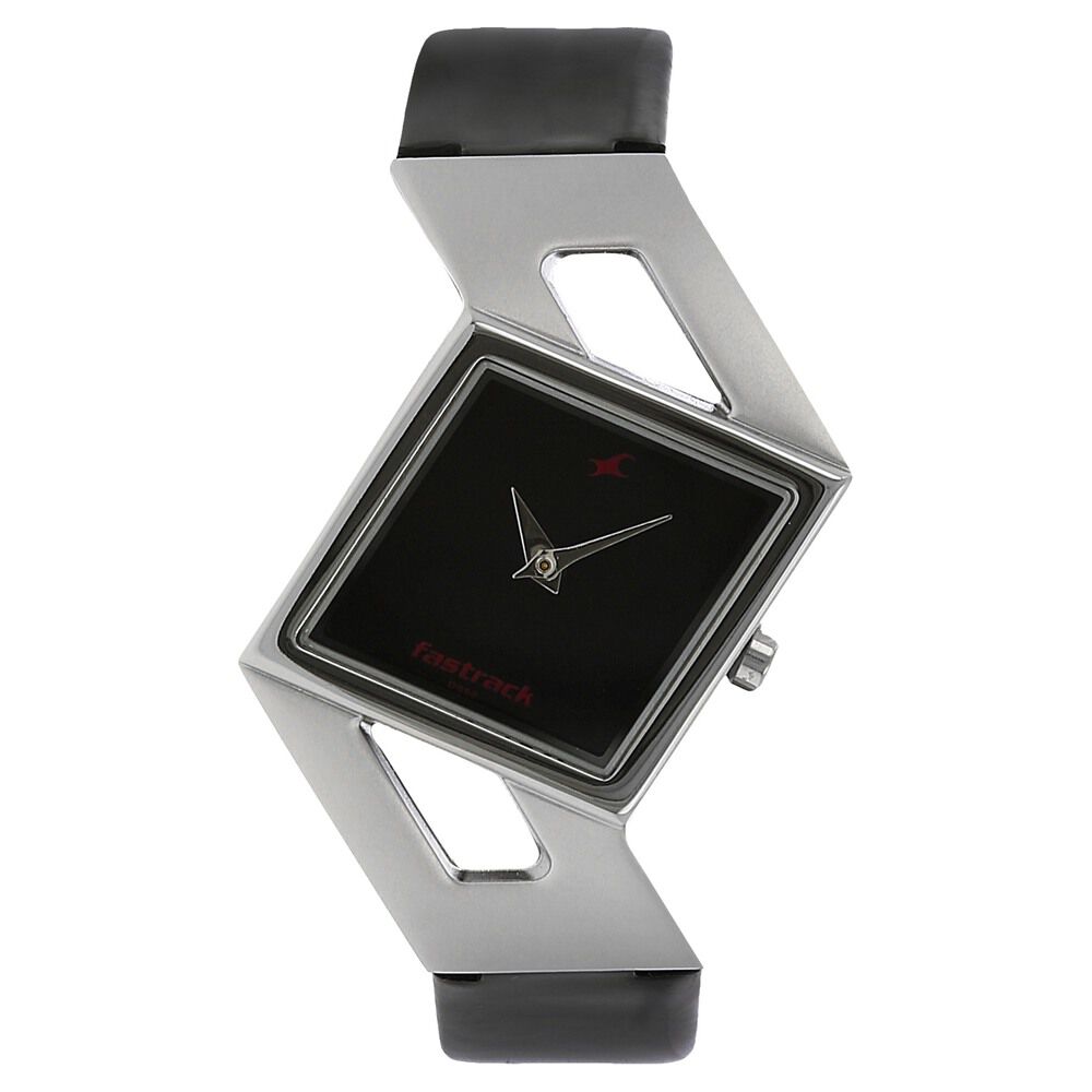 Buy Online Fastrack Quartz Analog Black Dial Leather Strap Watch for Girls np6035sl02 Titan