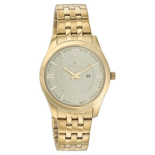 Titan Quartz Analog with Date Champagne Dial Watch for Men - image number 0