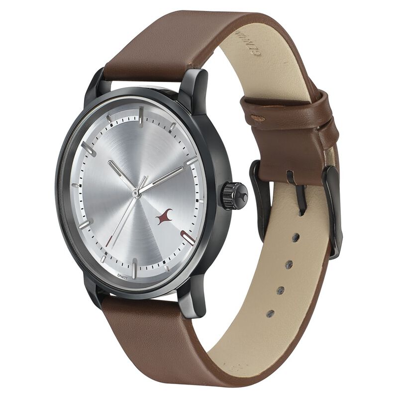 Fastrack Style Up Silver Dial Leather Strap Watch for Guys - image number 2