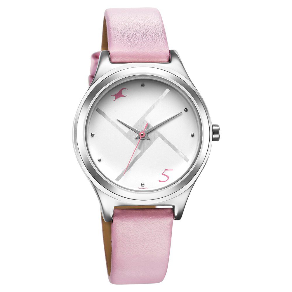Buy Online Fastrack Stunners Silver Dial Leather Strap Watch for Girls ns6152sl08 Titan