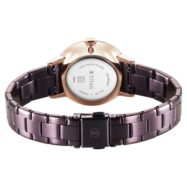 Titan TGIF Quartz Analog Brown Dial Purple Stainless Steel Strap Watch for Women - image number 4