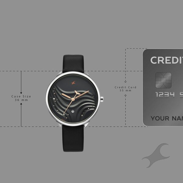 Fastrack Oceanyx Quartz Analog with Date Black Dial Black Strap Watch For Girls - image number 3