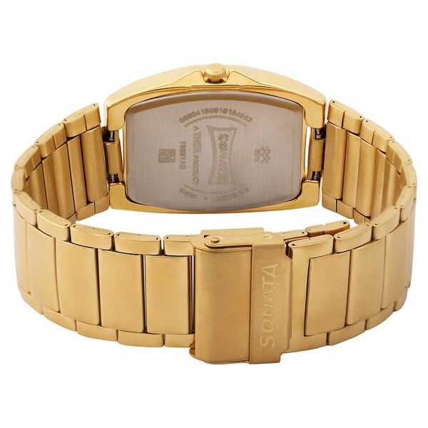 Sonata Quartz Analog Champagne Dial Metal Strap Watch for Men - image number 4