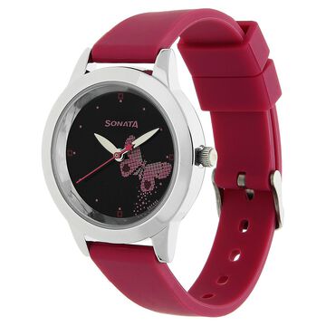 Sonata Quartz Analog Black Dial Plastic Strap Watch for Women