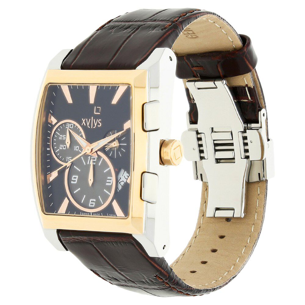 Buy Online Xylys Swiss Chronograph Black Leather Strap and Black Dial Watch For Men ng9438kl02 Titan
