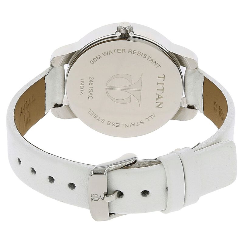 Titan Quartz Multifunction White Dial Leather Strap Watch for Women - image number 3